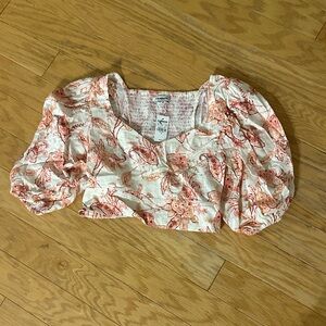 Express Pink Floral Puff Sleeve Blouse - Small - New